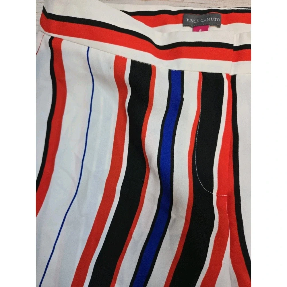 Vince Camuto Women's Wide-Leg Striped Lightweight Dress Pants Black Size 6 NWT‎
